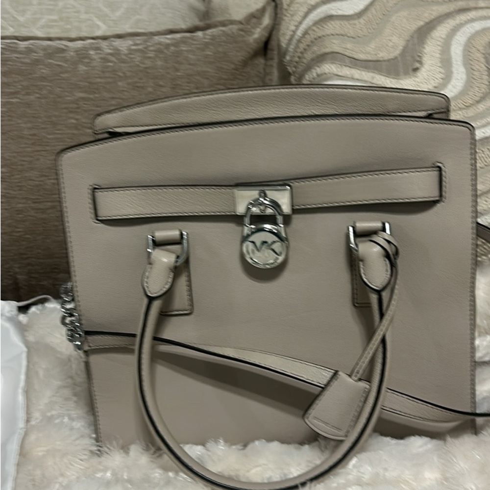 Michael Kors Cream Satchel with Silver Accents